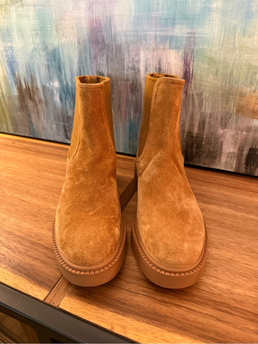 New VINCE Keagan Suede Chelsea Boots in Tan Suede